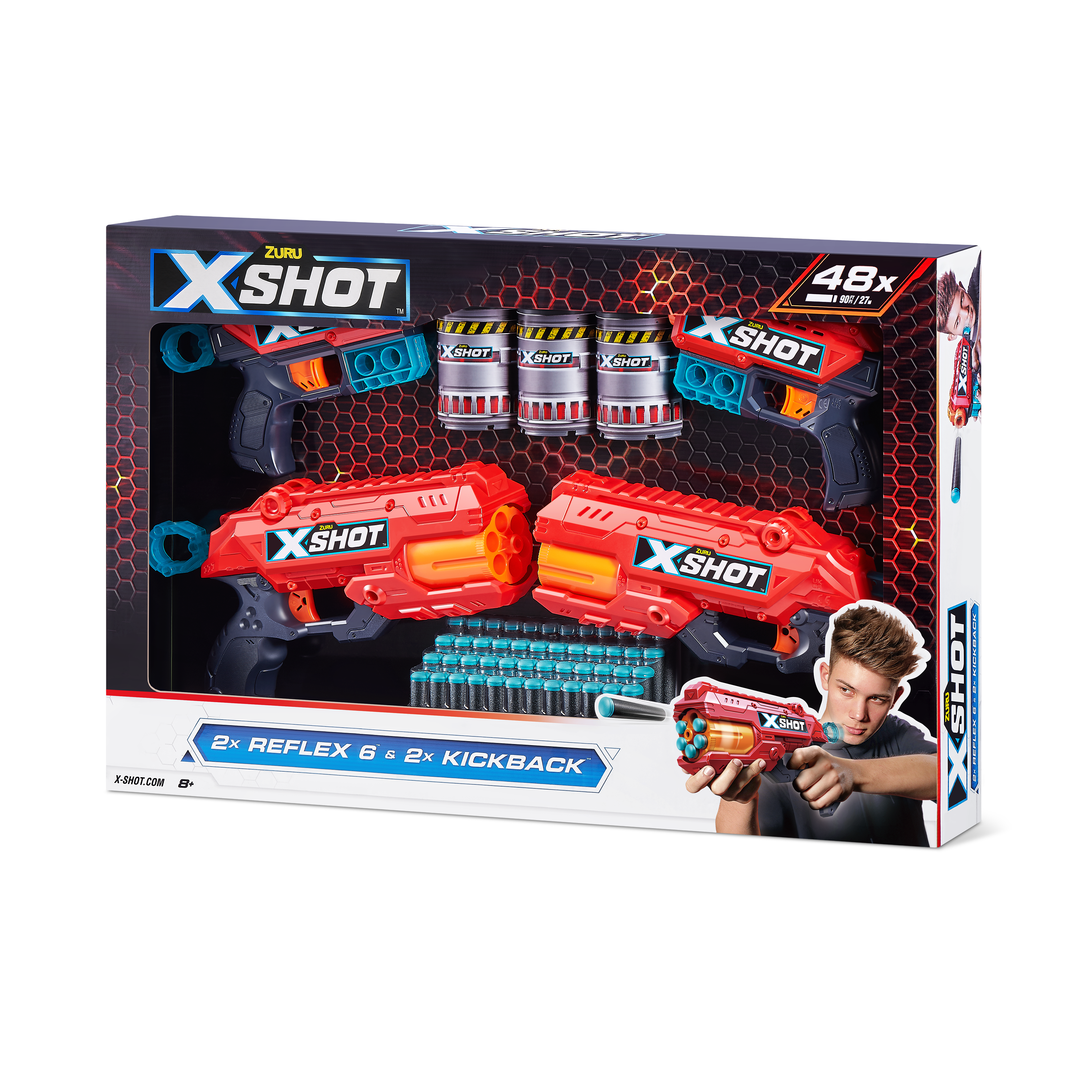 Игровой набор для стрельбы ZURU X-Shot «Комбо (2 – Ексель – Рефлекс, 2 – Ексель - Кикбек»— магазин-салютов.рус